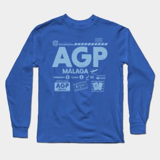 Vintage Malaga AGP Airport Code Travel Day Retro Travel Tag Spain Long Sleeve T-Shirt